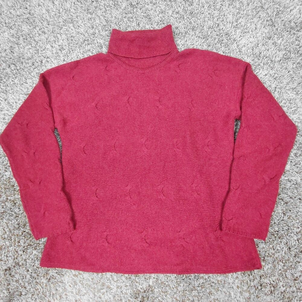 Paul Stuart 100% Cashmere Sweater Womens Medium Red Turtleneck Soft Holiday